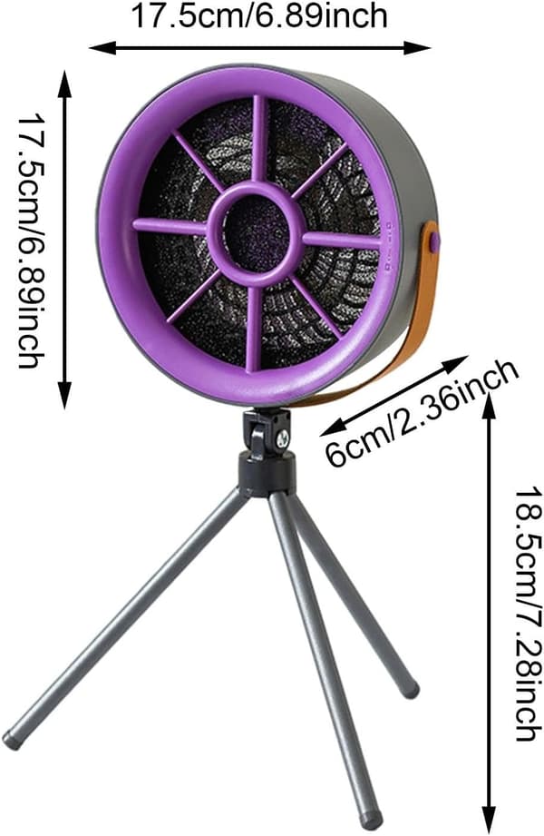 Kompakt emhætte/ventilator/mini emhætte, velegnet til grill og camping. Grå (lilla)