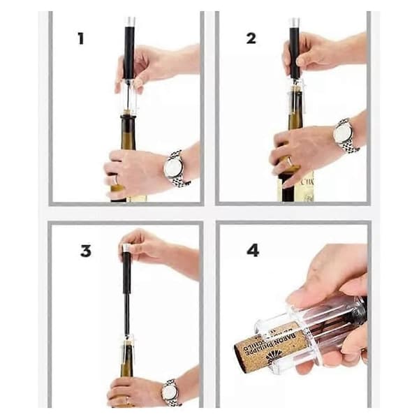 Vinproptrækker - Luftpumpeproptrækker Vinflaskeåbner Sæt sort black 4 pcs