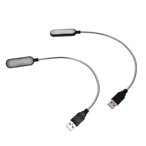 2 stk. bærbar computerlampe bærbar læselampe mini LED-lampe USB notebook-lys sort Black 1.5X30.5CM