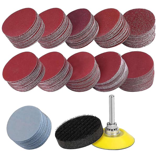 200 pcs Hook and Loop Sanding Discs, 50 mm, with Foam Buffer, Sandpaper with Various Grits