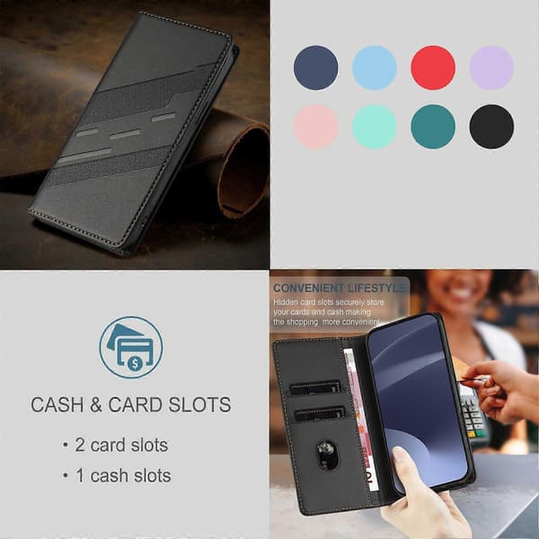 Case for iPhone XR, Soft PU Leather Folio Flip Shockproof Phone Case - Dark Green