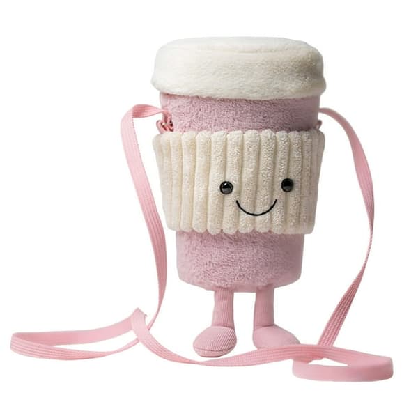 Jellycat Amuseables Coffee-To-Go Pink Bag Pehmolelu | 18 cm