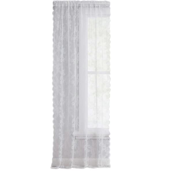 Elegant spetsgardin, voile insynsskydd, polyester, vit, 140x114cm, för vardagsrum, sovrum, bröllopslokal