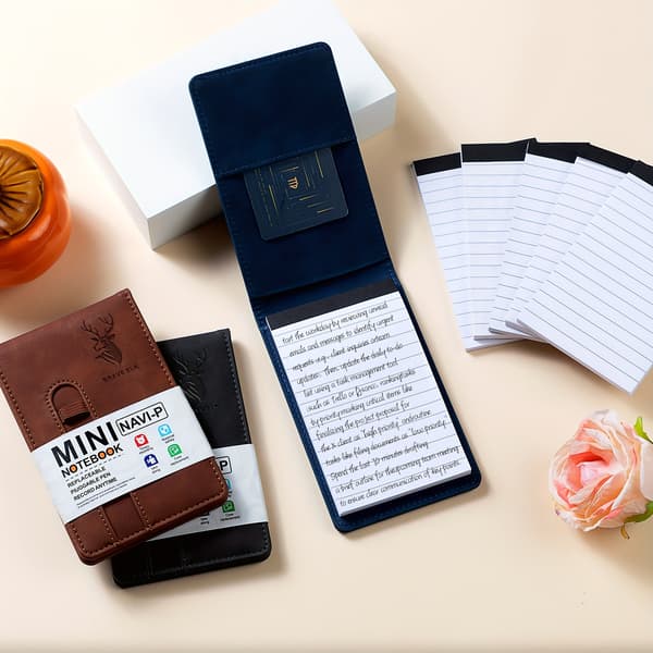 A7 Mini Notesbog, Bærbar Lomme Notesbog, 50 ark Udskifteligt Supplerende Papir og 1 Plug-in Pen, Multifunktionel
