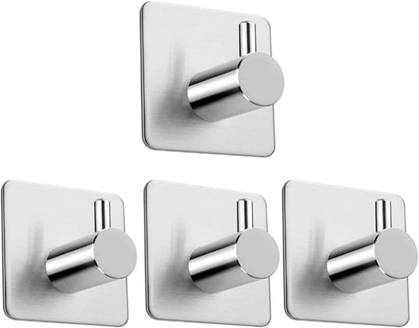 Self-adhesive hooks, stainless steel coat hooks, rust-proof waterproof self-adhesive hooks for kitchen, bathroom, office, toilet