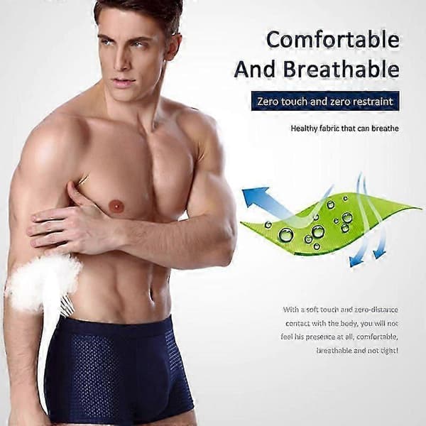 4-pak Bambus Bløde Underbukser Shorts Mænd Sommer Ice Silk Mesh Boxer Briefs Sort