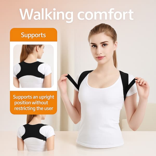 Unisex Posture Corrector Back Brace with Adjustable Positioning - Lower/Upper Back Support, Improved Posture Black (1pc, Unisex)
