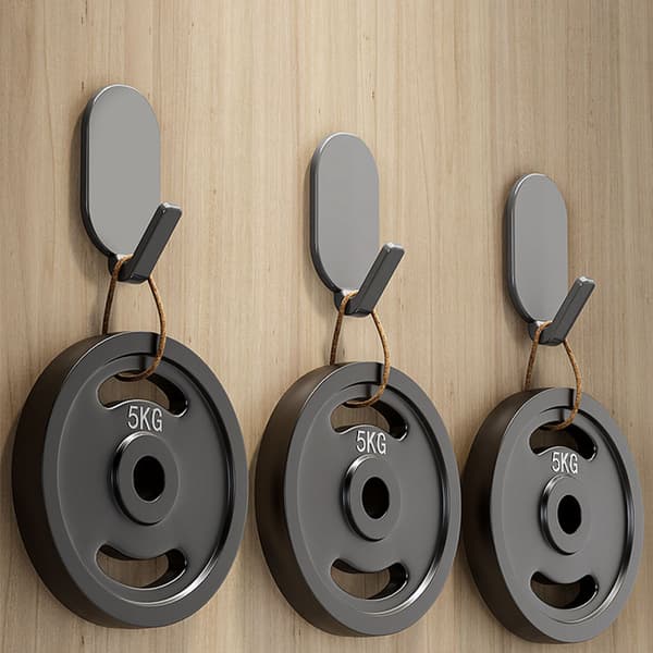 Self-Adhesive Oval Hooks - Gray - 5-pack, Wall Hooks for Bathroom, Kitchen, Strong Grip, Max 10kg Load Black