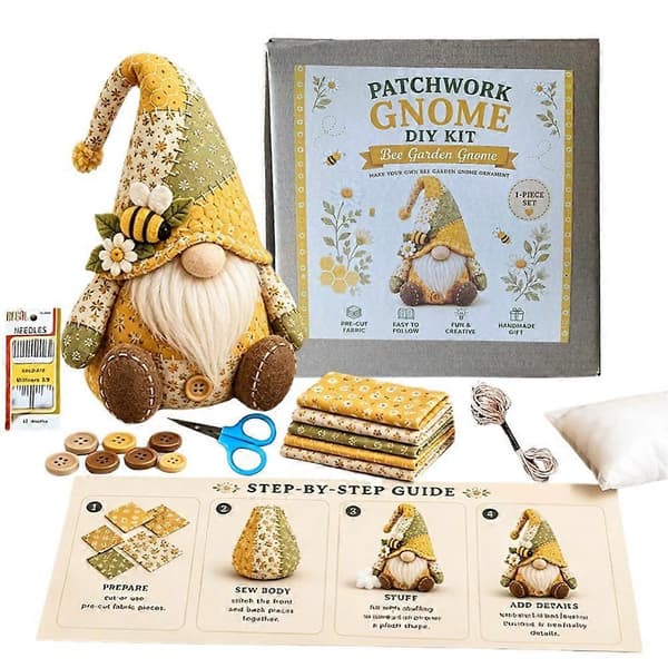Halloween DIY Patchwork Nisse Kit, Julenisser DIY Patchwork Kit Gave Bee