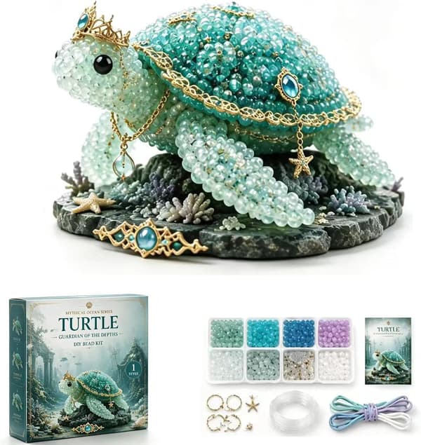 Mythical Ocean DIY Bead Kit for Beginners – 3D Beaded Animal Kit with Step-by-Step Instructions, Cute Underwater Creature Beading Craft