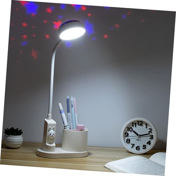 Multifunktionel Natlampe Projektor med Stjernehimmel & LED Bordlampe, Dæmpbar til Soveværelse, Studie & Natbrug