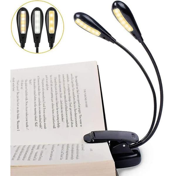 14 LED Genopladelig Læselampe, Clip-on Læselampe, Noderlampe, 3 Lysstyrker