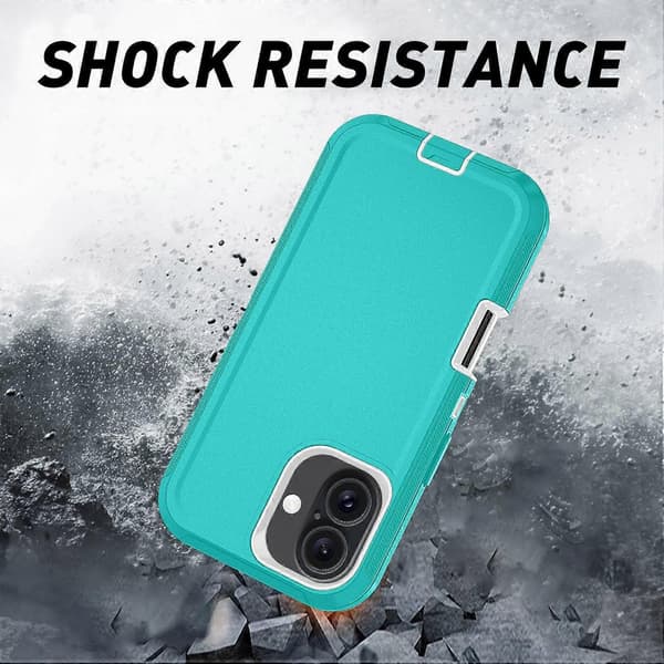 For iPhone 16 Detachable Shell PC+TPU Phone Case with Back Clip Stand Multicolo