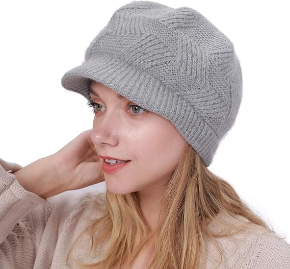 Varm vinterhue til kvinder, strikket slouchy beanie med
