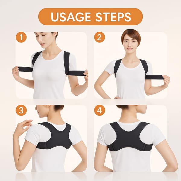Unisex Posture Corrector Back Brace with Adjustable Positioning - Lower/Upper Back Support, Improved Posture Black (1pc, Unisex)