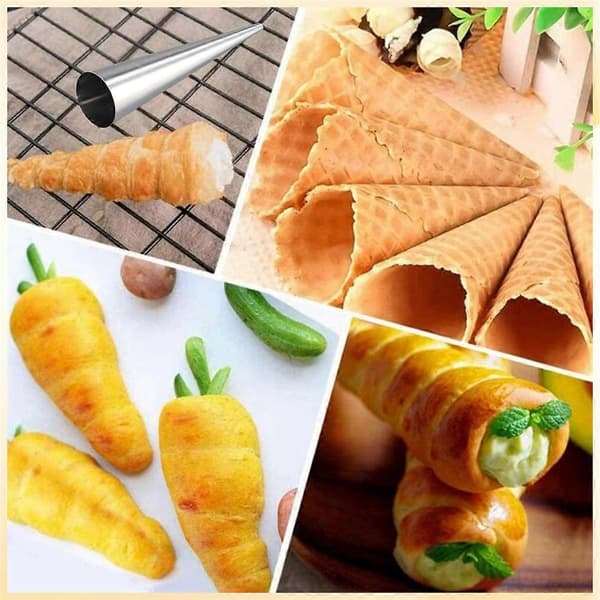 Flødehornforme i rustfrit stål, 12 stk. store bageforme til danske croissanter, non-stick, nemme at bruge
