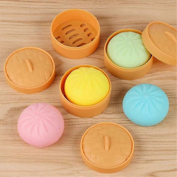 4 stk farverige dumpling-stressbolde, sensorisk fidget-legetøj til stresslindring, klemme-håndlegetøj
