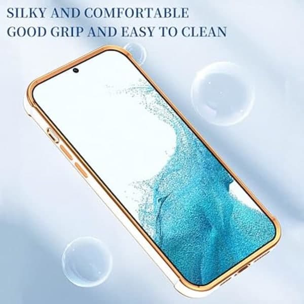White Samsung Galaxy S22 Case, Cute Love Pattern, Ultra-thin Electroplated Silicone TPU (Shockproof)