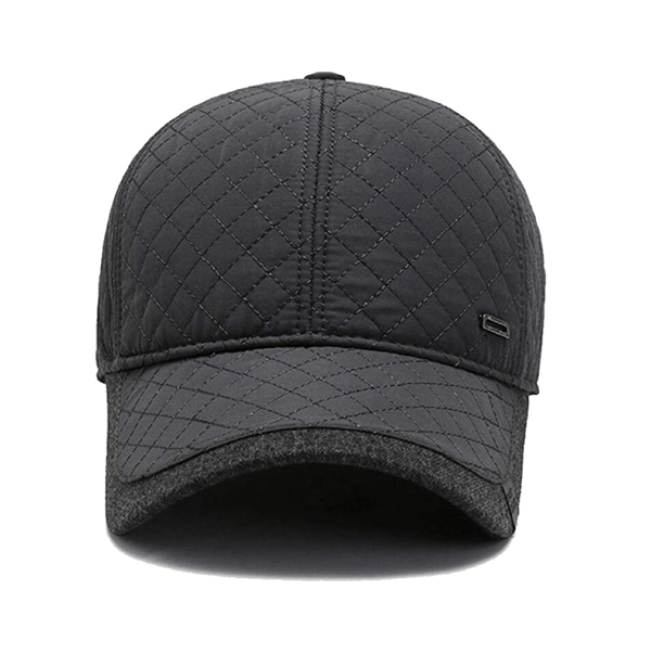 Grå vinterbaseballcaps med øreklaffer, herrecap med øreklaffer