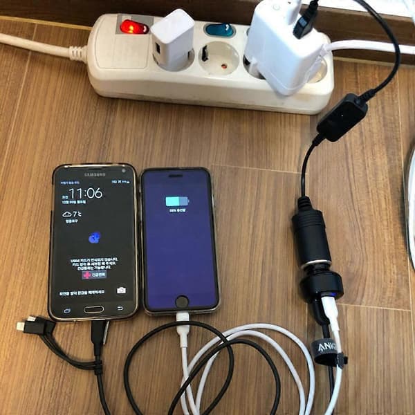 USB C PD hunn Type C hann til 12V biluttak strømkabel med spenningsdisplay