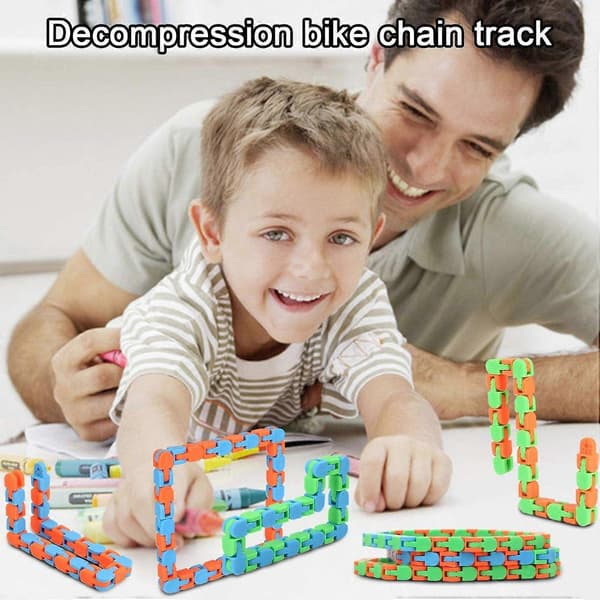8 stk Wacky Tracks Fidget Legetøj Stressaflastende Legetøj Beroligende Dekompression Foldbart Kæde Legetøj til Børn