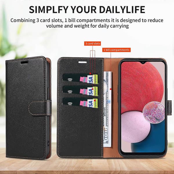Til Samsung Galaxy A16 5G 4G Etui Magnetisk RFID-beskyttelse Læder Pung Etui - Sort Multifarve