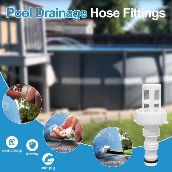 Poolavloppsadapter och poolslangplugg - Kompatibel med Intex poolavloppsslangadapter (2-pack) - Idealisk för enkel pooltömning