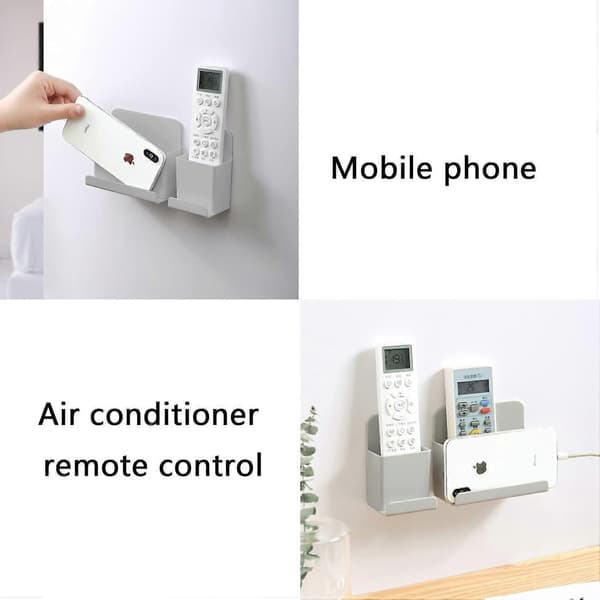 2 Pieces Self-Adhesive Storage Box for Remote Control, Wall-Mounted Organizer Box, Damage-Free Wall Phone Holder, for Remote Control, Mobile Phone,