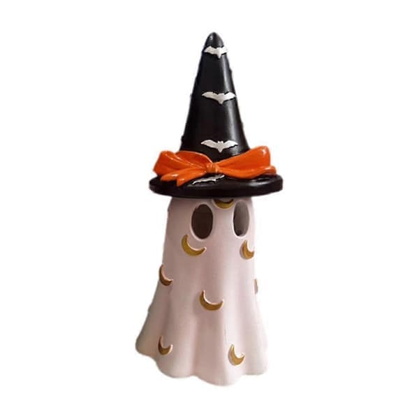 Innendørs Halloween-dekorasjoner, harpiksspøkelser med heksehatter