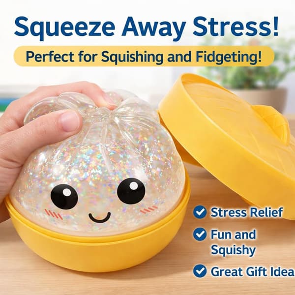 Glitter Dumpling, Glitter Dumpling Squishy Box, Dumpling Squishy, Anxiety Relief Fidget, Soft Squeezable Decompression Dough