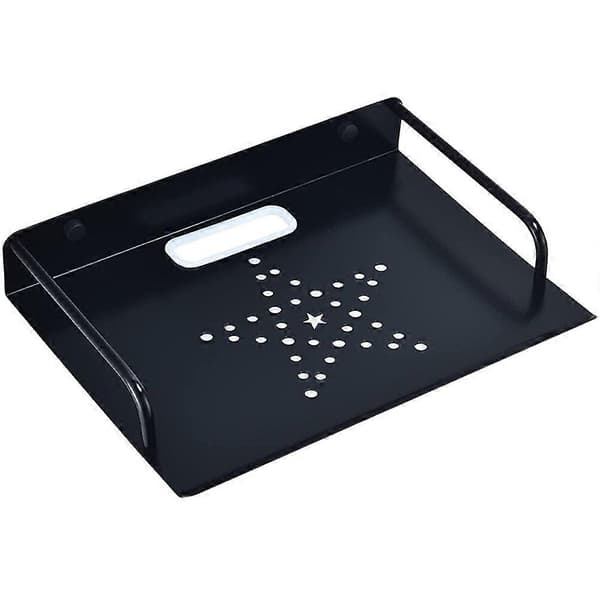 Vægmonteret svævehylde til projektor og router, kabelstyring, ingen boring, sort aluminiumslegering