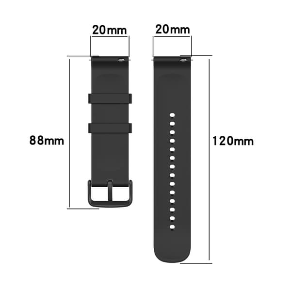 20 mm silikone rem til Huawei/Samsung/Garmin ure sort
