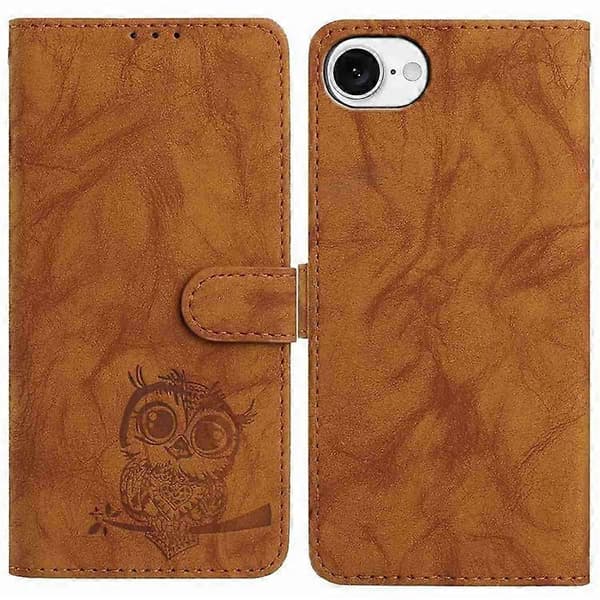 Compatible Case for iPhone 16th Owl Printed PU Leather Wallet Phone Case with Wrist Strap