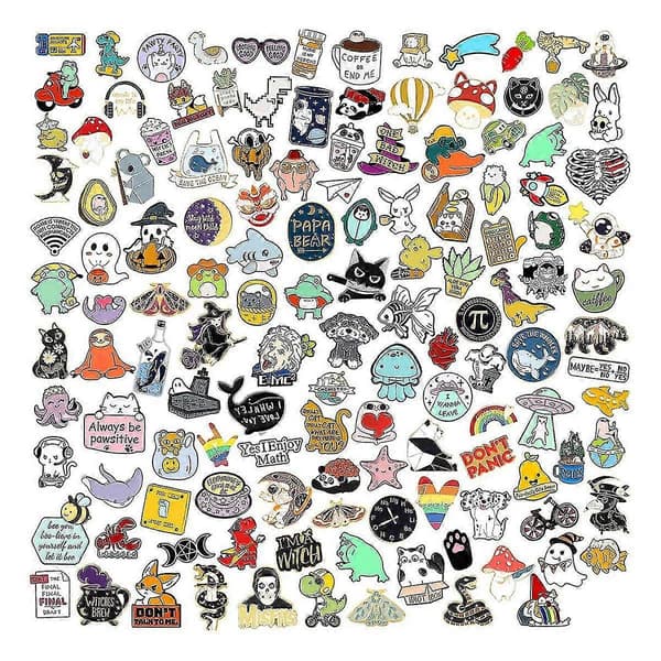 40 Pcs Cute Enamel Backpack Pins, Funny Enamel Pins Bulk Set Cool Button Pins Aesthetic Brooch Lape