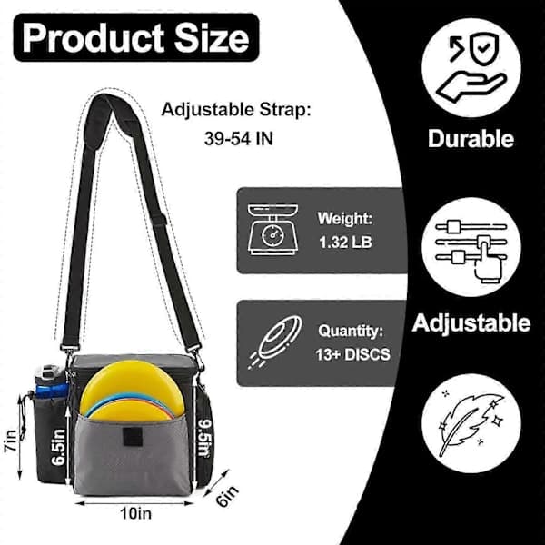 Discgolfbag rommer opptil 13+ disker Discgolf startbag med flaskeholder
