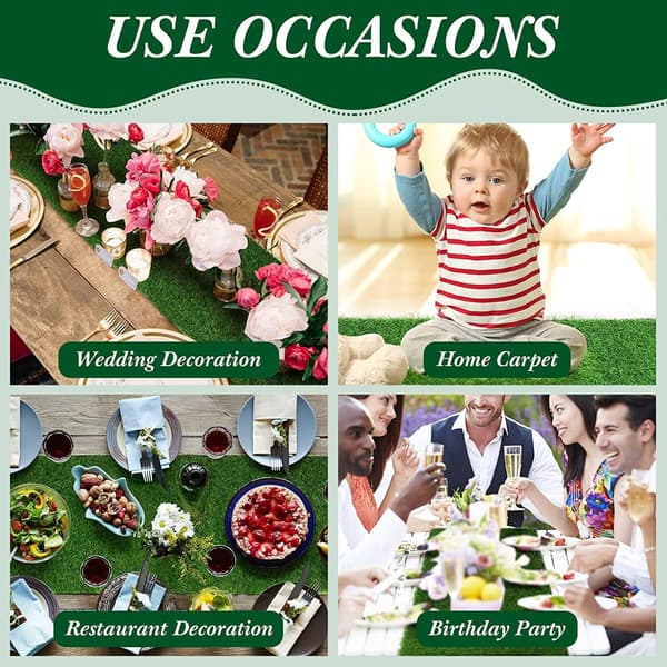 Artificial Grass Table Runner, 36 cm x 122 cm Artificial Grass Tablecloth Easter Fake Grass Table Mat