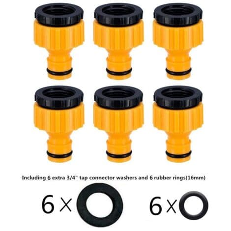 Plast 3/4\" og 1/2\" BSP 2-i-1 Skrueforbindelse Havehaneadapter Gevindhaneadapter 6-pak