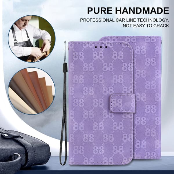 Double 8-format relief bracket card holder wallet case suitable for iPhone 7/iPhone 8/SE (2020), made of PU leather material