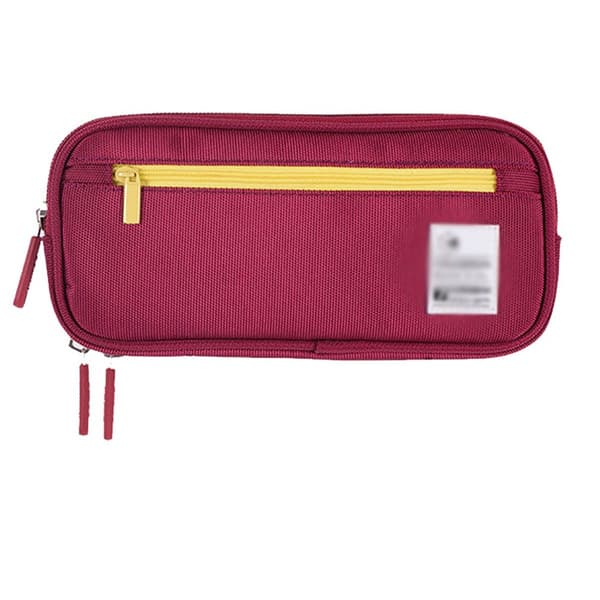Large Expandable Canvas Zipper Pencil Case Red KLB