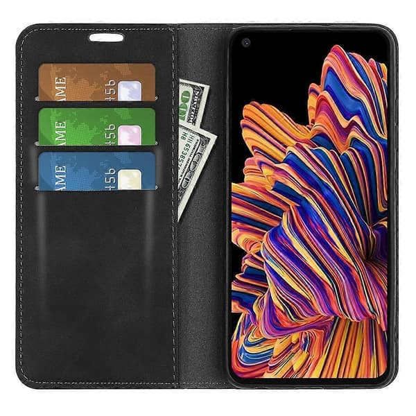 For Samsung Galaxy Xcover Pro PU Leather Attached TPU Inner Case Stand Function Magnetic Auto-absorbing