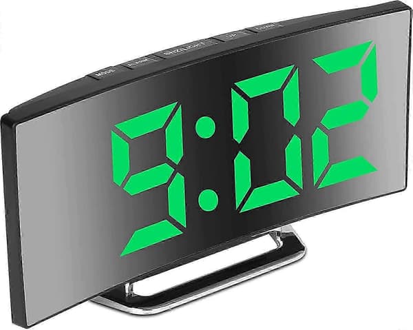 Digital Silent Non-Ticking Alarm Clock for Bedroom, 7\" Large LED Mirror Display, 2 Brightness Modes, 12/24H, Temperature, Date, Night Light,