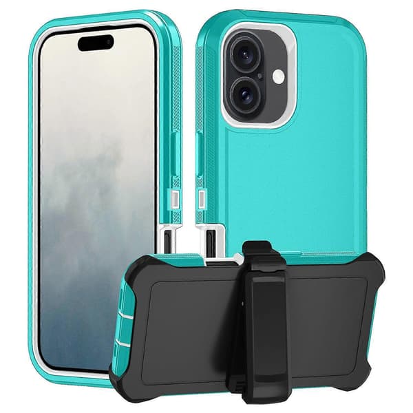 For iPhone 16 Detachable Shell PC+TPU Phone Case with Back Clip Stand Multicolo