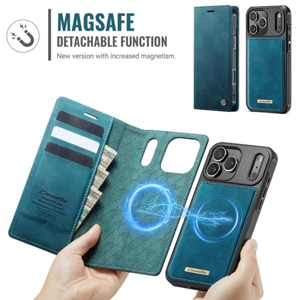 iPhone 17 Pro -nahkakotelo MagSafella ja RFID-estolla, irrotettava lompakko