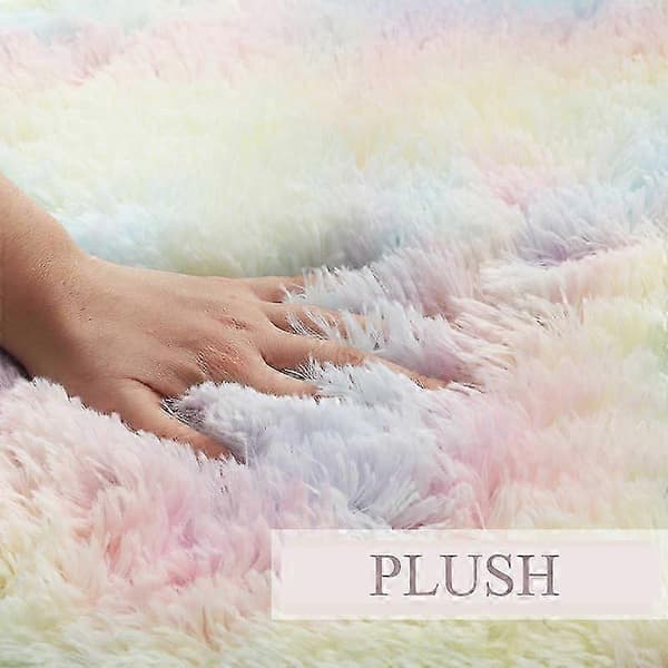 stor rund tæppe plys fluffy tæppe til stuegulv lyserød tie-dye
