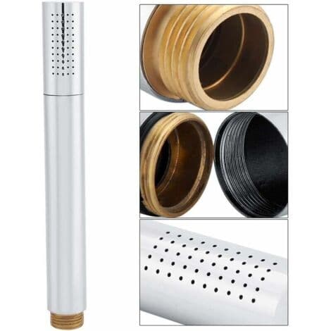 Cylindrisk handhållen duschmunstycke i polerad silverfärgad koppar för badrum