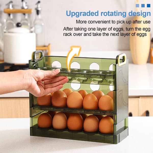 Egg Box for Refrigerator, Stores 30 Eggs, Egg Holder, for Fridge, ZQKLA