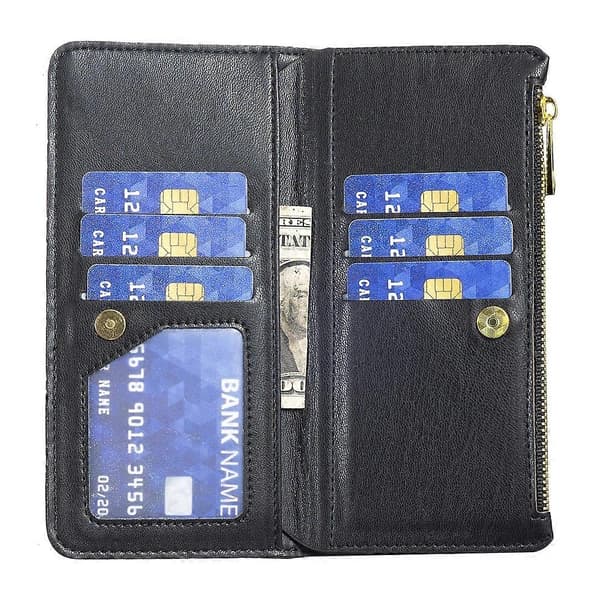 Diamond Check Leather Zipper Wallet Case for iPhone XR