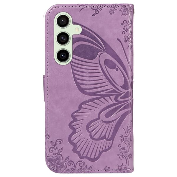 For Samsung Galaxy S24 FE Case Stand Wallet Case Butterfly Pattern - Purple