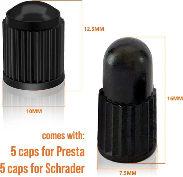 Messingadapter for Presta-ventil (5-pakning + 10 hetter)
