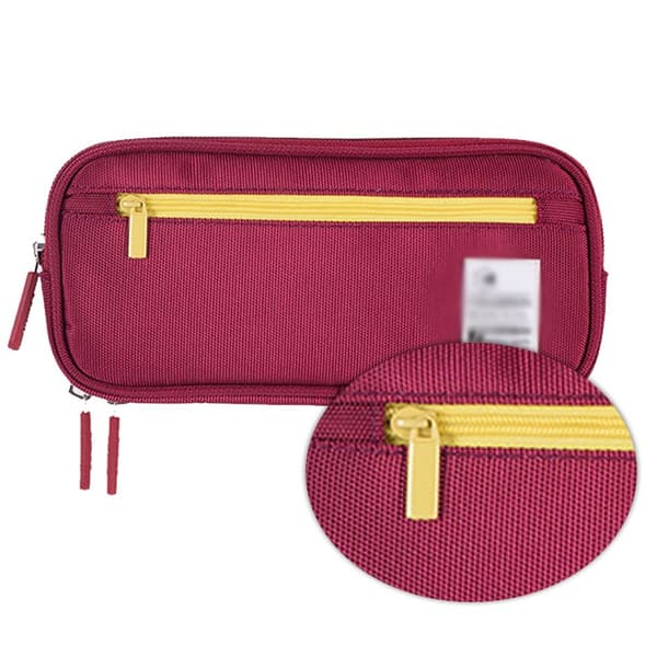 Large Expandable Canvas Zipper Pencil Case Red KLB